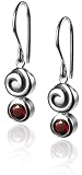 Sterling Silver Swirl Drop Earrings w/ Garnet by Zina