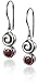 Sterling Silver Swirl Drop Earrings w/ Garnet by Zina