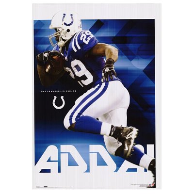 Professionally Framed Indianapolis Colts (Joseph Addai) Sports Poster Print - 24x36 with RichAndFramous Black Wood Frame