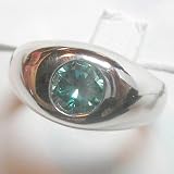 14K White Gold Blue Diamond Man's Ring