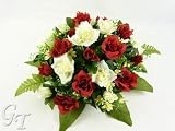 Review GT Decorations  / 43cm Large Artificial Silk Flower Rose Berries Ivy Fern Centrepiece (Cream/Burgundy) from GT Decorations