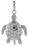 Sterling Silver High Polished Large Movable Turtle Pendant