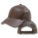 BROWN LEATHER BASEBALL CAP HAT CAPS HATS ADJUSTABLE MADE IN USA