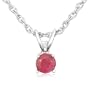 Sterling Silver 4mm Round Ruby Pendant with Light Rope Chain Necklace, 18"