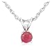 Sterling Silver 4mm Round Ruby Pendant with Light Rope Chain Necklace, 18"