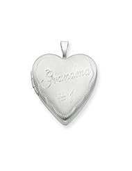 925 Sterling Silver 20mm # 1 Grandma Heart Locket - Chain Included