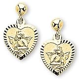 The Perfect 14K Yellow Gold Heart with Angel Pierced Earrings