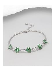 Lawn Green CZ Bracelet In 92.5 Sterling Silver
