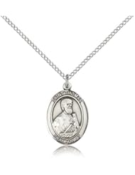 .925 Sterling Silver Saint St. Thomas the Apostle Medal Pendant 3/4 x 1/2 Inches Architects/Blind People-8107- Comes with a .925 Sterling Silver Lite Curb Chain Neckace And a Black velvet Box