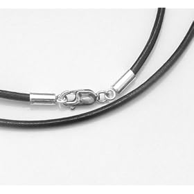 Sterling Silver Black Leather Cord 2mm Choker Necklace 20'' W/ Italian Lobster Clasp