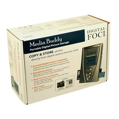 Digital Foci Media Buddy 80 GB Portable Digital Photo Storage with Memory Card Reader (Pearl Gray)