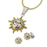 Zeeme For Kids - 209200018 - Coffret Collier/Boucle d'Oreilles Enfants - Argent 925/1000 - Ruban Tissu Jaune - Soleil Jaune - 40 cm