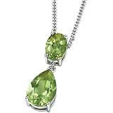 9ct White Gold Peridot Drop Pendant