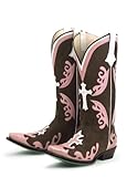 Lane Boots Grace in Brown / Pink Leather Fashion Cowgirl Boots