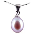 Freshwater Cultured Oval Shape 7-8mm lavender Pearl Pendant, 16" Sterling Silver 1MM Cable Chain