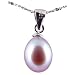 Freshwater Cultured Oval Shape 7-8mm lavender Pearl Pendant, 16" Sterling Silver 1MM Cable Chain