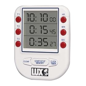 Lux ET300 Digital Triple Clock and Timer, White