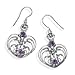 Sterling Silver Oxidized Ornate Amethyst Earrings title=