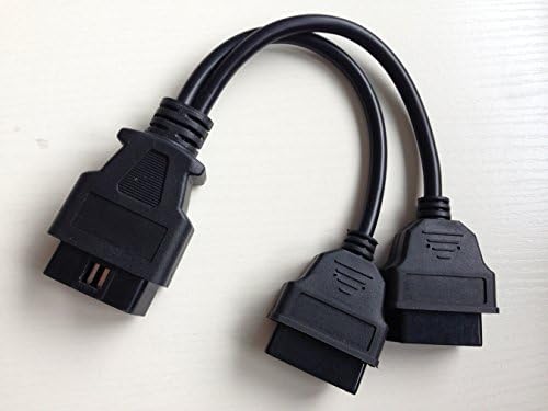 Newpioneer 16pin Obd2 Splitter Extension Cable Male to Dual Female Y Cable 1pc Black 30cm