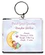 Proud Great Grandma Too Cute Birth Announcement Photo Key Chain, Personalized, 2.75" x 3.25" - Baby in the Moon (Boy)