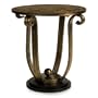 25" Sturdy Posh Gold Toned Round Pedestal Accent Table
