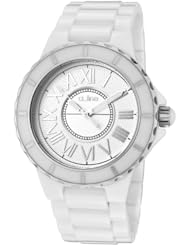 a_line Womens 20040-WWWSR Marina White Textured Dial Ceramic Watch