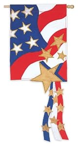 Stars & Stripes Adorned Garden Size Applique Flag