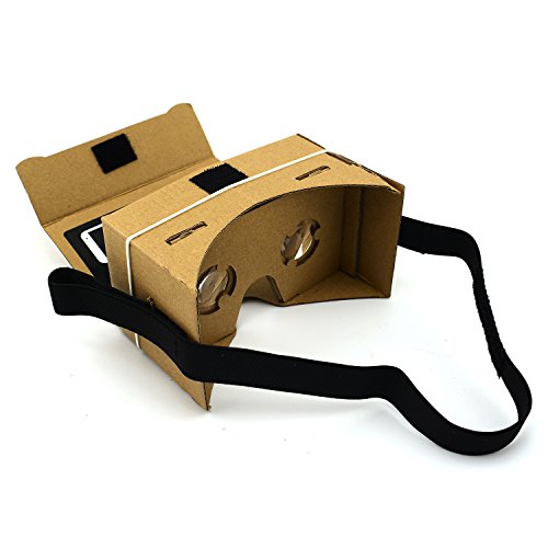 iSaddle Google Cardboard Kit DIY 3D Glasses 3D Virtual Reality VR HD Visual Experience with 45mm Lenses & NFC Sticker & Magnet & HeadBand Compatible with Android & Apple