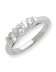 Ann Harrington Jewelry 14k White Gold .87 Ct Tw 3 Stone Diamond Ring