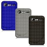 HTC DROID INCREDIBLE 2 6350 THREE TPU TRANSPARENT ARGYLE CASE COMBO, BLUE,  ....