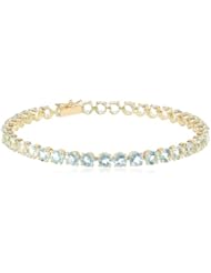 14k Gold Round Aquamarine Tennis Bracelet