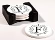 Monogram Round Absorbent Coaster - F