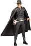 Adult Halloween Costume Black Deluxe Zorro Outfit with Cape for Men Patented Muscle Chest Design