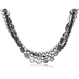 Sterling Silver Dyed Grey Freshwater Cultured Pearl & Iolite 4-Strand Necklace, 16"