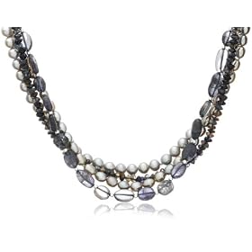 Sterling Silver Dyed Grey Freshwater Cultured Pearl and Iolite 4-Strand... by Amazon.com Collection