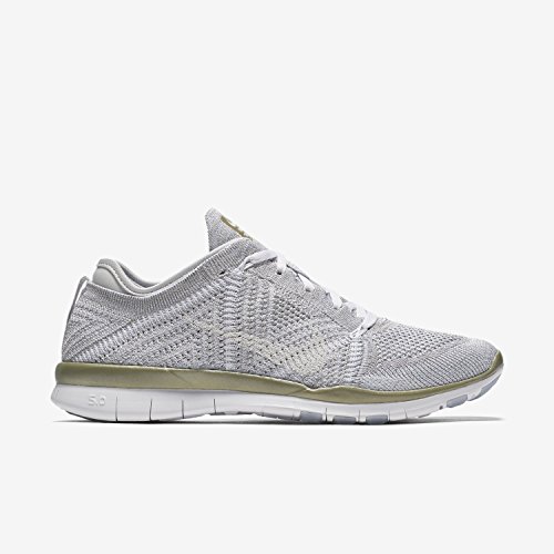 Nike Womens Free TR Flyknit Platinum White Gold Sneaker