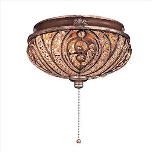 Universal Ceiling Fan Light Kit in Belcaro Walnut with Crystal Cut Detail by Minka Aire