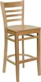 HERCULES Ladder Back Wood Bar Stool with Natural Finish - XU-DGW0005BARLAD- ....