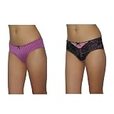 2 PACK: Ladies Marilyn Monroe Sexy Stretch Hipster Brief Panties Underwear / Knickers - Red & Black