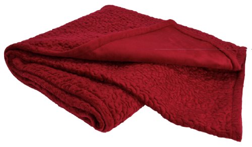 Bedford Cottage Luxurious Deco Vermicelli Stitched/Reversible Throw, Red