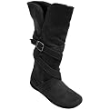 Women's Bamboo by Journee Microsuede Flat Boots - Black