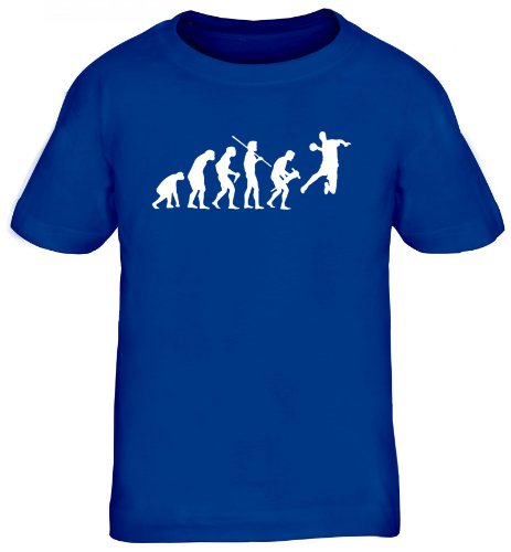 Shirtstreet24, EVOLUTION HANDBALL, WM EM Sport Kinder Fun T-Shirt , Größe: 152/164,royal blau