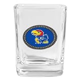 Set of 2 Kansas Jayhawks Logo Square Shot Glass - NCAA College Athletics Fan Shop Accessories