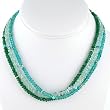 Triple Strand Choker Necklace in Apatite, Adventurine and Blue Topaz Beads with Sterling Silver, #7890