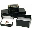 3 Double Ring Boxes Black Leather Locking Gift Display