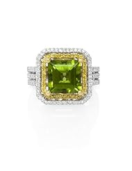 Diamond and Peridot 22k Yellow Gold and 18k White Gold Ring