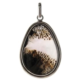 Dendritic Agate and Sterling Silver One of a Kind Large Pendant by Ian and Valeri Co.