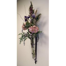 Florence Roman Glass and Iron Wall Vase Sconce