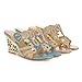 Charm Foot Fashion Rhinestone Womens Wedge Heel Open Toe Sandals Slippers