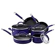 Rachael Ray 10-Piece Porcelain Enamel Cookware Set, Blue